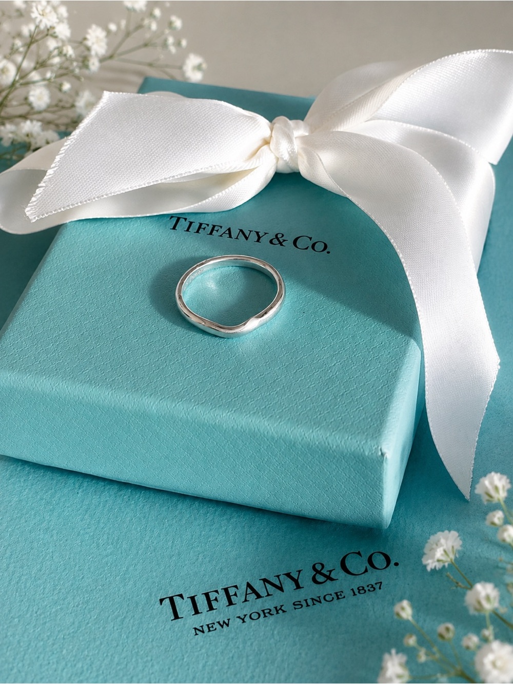 Authentic Tiffany & Co. Elsa Peretti Sterling Silver Wave Ring Size 7.5